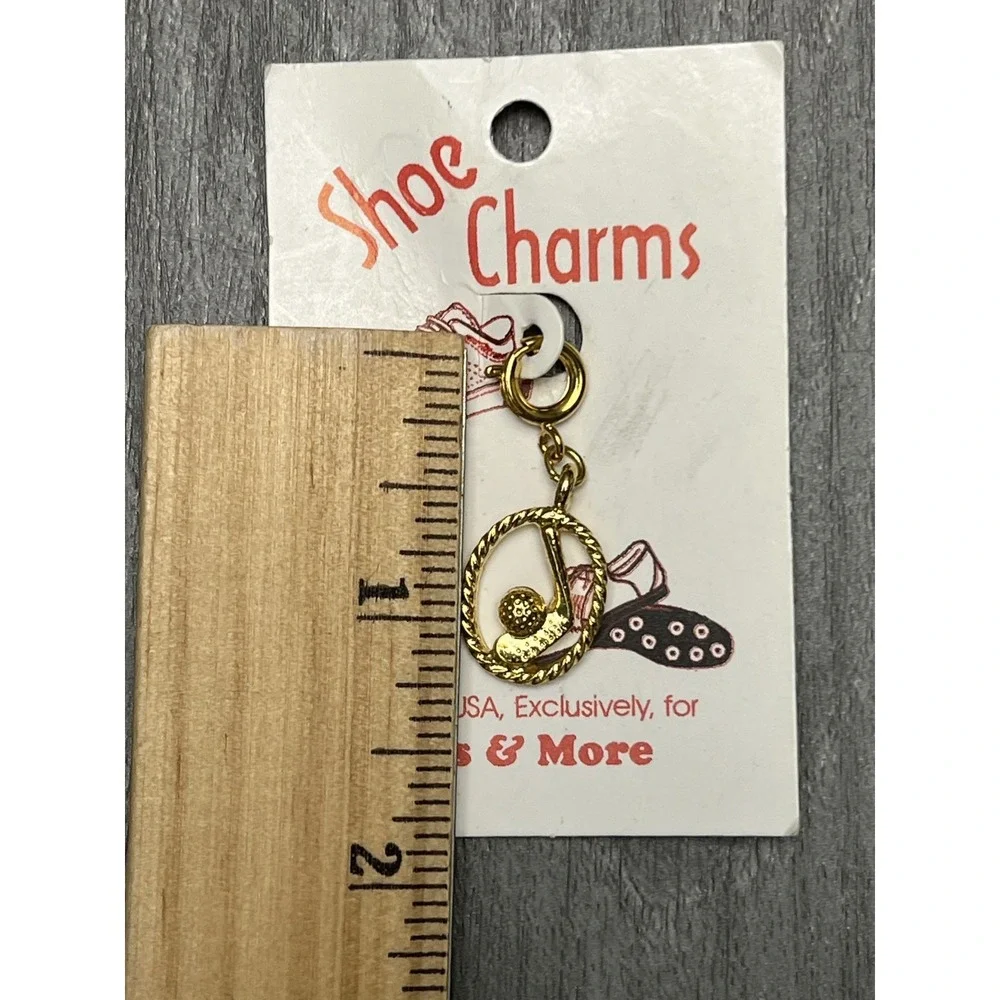 Vintage LVG&T Gold Tone Golf Club Ball Shoe Charm Spring Ring Made in USA SC7326